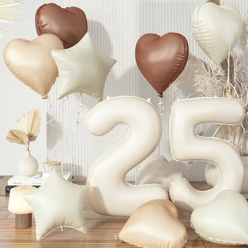 Beige Luftballon 25. Geburtstag Deko, Nude Zahl 25 Folienballon Stern Ballon, Creme Aprikose Braun Herz Luftballons für Junge Frau Geburtstagsdeko Hochzeit Jubiläum Party Dekoration, Fliegt mit Helium Beige Luftballon 25. Geburtstag Deko, Nude Zahl 25 Folienballon Stern Ballon, Creme Aprikose Braun Herz Luftballons für Junge Frau Geburtstagsdeko Hochzeit Jubiläum Party Dekoration, Fliegt mit Helium von Govpy