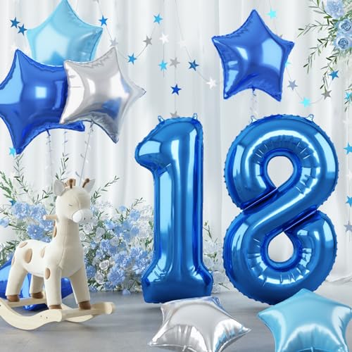 Dunkelblau Zahl Luftballon 18, Riesen Pastell Blau Folienballon 18 Zahlenballon Geburtstagdeko, 40 Zoll Helium Hellblau Silber Stern Zahlen 18 Ballons für Mann 18. Geburtstag Jubiläum Party Dekoration Dunkelblau Zahl Luftballon 18, Riesen Pastell Blau Folienballon 18 Zahlenballon Geburtstagdeko, 40 Zoll Helium Hellblau Silber Stern Zahlen 18 Ballons für Mann 18. Geburtstag Jubiläum Party Dekoration von Govpy