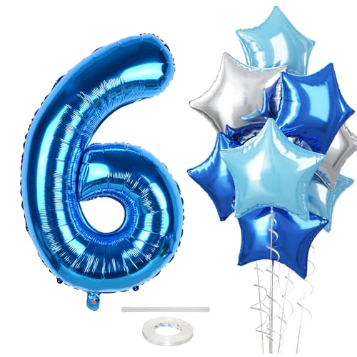 Dunkelblau Zahl Luftballons 6, Riesen Pastell Blau Folienballon 6 Zahlenballon Geburtstagdeko, 40 Zoll Helium Hellblau Silber Stern Zahlen 6 Ballons für Jungen 6. Geburtstag Jubiläum Party Dekoration Dunkelblau Zahl Luftballons 6, Riesen Pastell Blau Folienballon 6 Zahlenballon Geburtstagdeko, 40 Zoll Helium Hellblau Silber Stern Zahlen 6 Ballons für Jungen 6. Geburtstag Jubiläum Party Dekoration von Govpy
