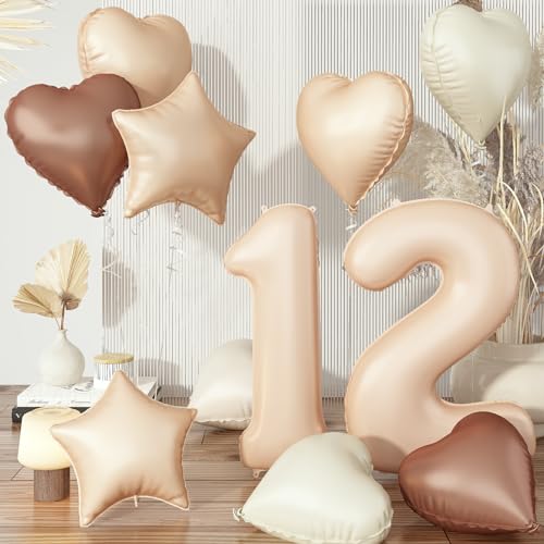 Folienballon 12 Braun, Nude Creme Ballons 12 Neutraler Helium Stern Ballon Herz Luftballons Deko, Groß Beige Aprikose Zahl 12 Luftballon für Mädchen 12. Geburtstag Party Hochzeit Jubiläum Dekoration Folienballon 12 Braun, Nude Creme Ballons 12 Neutraler Helium Stern Ballon Herz Luftballons Deko, Groß Beige Aprikose Zahl 12 Luftballon für Mädchen 12. Geburtstag Party Hochzeit Jubiläum Dekoration von Govpy