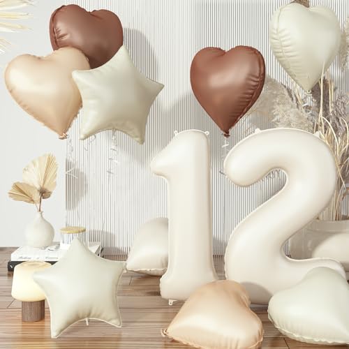 Folienballon 12. Geburtstag Deko, 40'' Creme Beige Zahl 12 Luftballons, Nude 12 Ballon Kaffee Braun Aprikose Helium Neutraler Stern Herz Ballons für Mädchen Geburtstagsdeko Hochzeit Party Dekoration Folienballon 12. Geburtstag Deko, 40'' Creme Beige Zahl 12 Luftballons, Nude 12 Ballon Kaffee Braun Aprikose Helium Neutraler Stern Herz Ballons für Mädchen Geburtstagsdeko Hochzeit Party Dekoration von Govpy