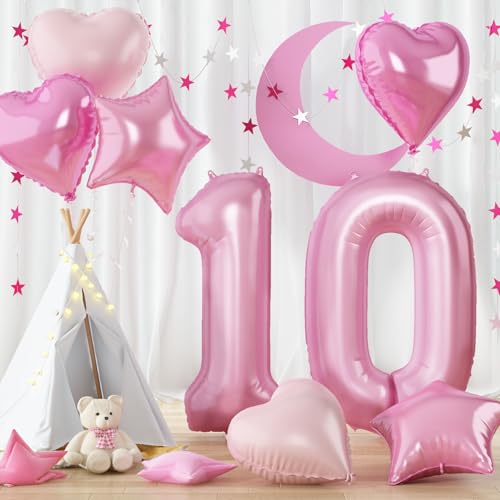 Folienballon Zahl 10 Pastell Rosa, 101cm Zahlen Luftballons 10 mit Herz Stern Ballon, Zahlenballon Helium 40'' Hell Pink Ballons 10. Geburtstag für Frau Mädchen 10 Geburtstagsdeko Jubiläum Party Deko Folienballon Zahl 10 Pastell Rosa, 101cm Zahlen Luftballons 10 mit Herz Stern Ballon, Zahlenballon Helium 40'' Hell Pink Ballons 10. Geburtstag für Frau Mädchen 10 Geburtstagsdeko Jubiläum Party Deko von Govpy