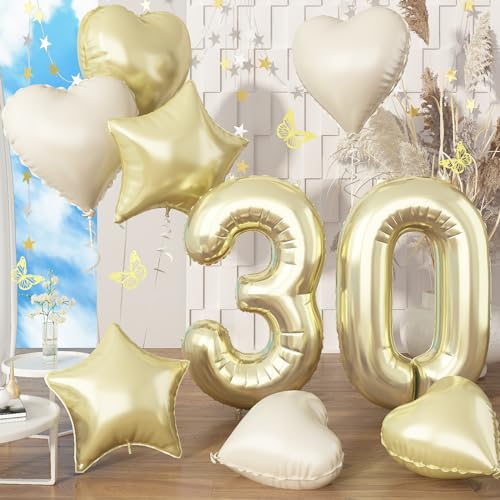 Folienballon Zahl 30 Champagner Gold, 40'' Hell Gold Luftballon 30. Geburtstag, Gold Groß Zahlenballon 30 Geburtstagsdeko mit Beige Herz Stern Helium Ballons für Mann zum Frau 30 Jubiläum Party Deko Folienballon Zahl 30 Champagner Gold, 40'' Hell Gold Luftballon 30. Geburtstag, Gold Groß Zahlenballon 30 Geburtstagsdeko mit Beige Herz Stern Helium Ballons für Mann zum Frau 30 Jubiläum Party Deko von Govpy