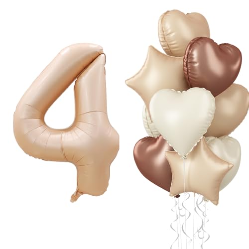 Geburtstagsdeko 4 Jahre für Mädchen, Braun Zahl 4 Luftballon Cremefarbene Kaffee Herz Deko, Nude Creme Beige Aprikose Ballon 4 Neutraler Stern Folienballon für 4. Geburtstag Party Dekoration Geburtstagsdeko 4 Jahre für Mädchen, Braun Zahl 4 Luftballon Cremefarbene Kaffee Herz Deko, Nude Creme Beige Aprikose Ballon 4 Neutraler Stern Folienballon für 4. Geburtstag Party Dekoration von Govpy