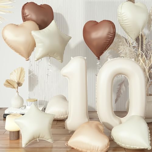 Luftballon 10 Beige, Creme 10. Geburtstag Ballon Deko für Mädchen, Neutraler Aprikose Nude Braun Herzballons Geburtstagsdeko, 40'' Zahl 10 Stern Folienballon für Frau 10 Jare Jubiläum Party Dekoration Luftballon 10 Beige, Creme 10. Geburtstag Ballon Deko für Mädchen, Neutraler Aprikose Nude Braun Herzballons Geburtstagsdeko, 40'' Zahl 10 Stern Folienballon für Frau 10 Jare Jubiläum Party Dekoration von Govpy