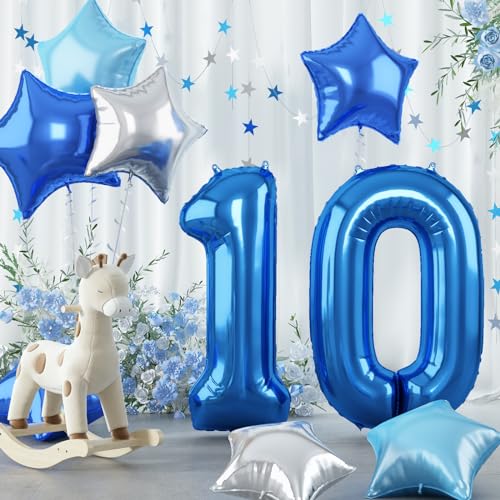 Luftballon 10. Geburtstag für Kinder, Große Blau Dunkelblau Zahl 10 Folienballon Deko, 40'' Helium Perl Hellblau Silber Stern Zahlen 10 Ballon für Jungen 10 Jahr Geburtstag Jubiläum Party Dekoration Luftballon 10. Geburtstag für Kinder, Große Blau Dunkelblau Zahl 10 Folienballon Deko, 40'' Helium Perl Hellblau Silber Stern Zahlen 10 Ballon für Jungen 10 Jahr Geburtstag Jubiläum Party Dekoration von Govpy