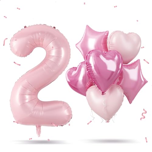 Luftballon 2. Geburtstag, Pastell Rosa Folienballon Riesen Zahl 2 mit Herz Stern Ballon, 40'' Hell Pink Zahlen 2 Ballon Geburtstagsdeko für Mädchen Frau Valentinstag Jubiläum Deko, Fliegt mit Helium Luftballon 2. Geburtstag, Pastell Rosa Folienballon Riesen Zahl 2 mit Herz Stern Ballon, 40'' Hell Pink Zahlen 2 Ballon Geburtstagsdeko für Mädchen Frau Valentinstag Jubiläum Deko, Fliegt mit Helium von Govpy