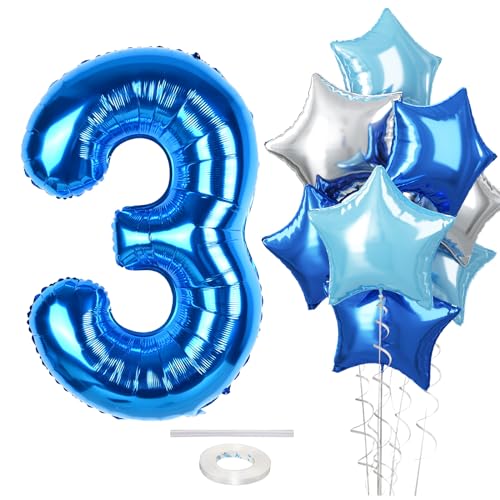 Luftballon 3. Geburtstag für Kinder, Große Dunkelblau Silber Stern Zahl 3 Folienballon Deko, 40'' Helium Hellblau Pastell Blau Zahlen 3 Ballon für Jungen 3 Jahr Geburtstag Jubiläum Party Dekoration Luftballon 3. Geburtstag für Kinder, Große Dunkelblau Silber Stern Zahl 3 Folienballon Deko, 40'' Helium Hellblau Pastell Blau Zahlen 3 Ballon für Jungen 3 Jahr Geburtstag Jubiläum Party Dekoration von Govpy