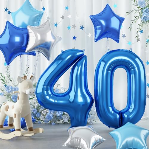 Luftballon 40. Geburtstag für Mann, Große Dunkelblau Zahl 40 Folienballon Deko, 40 Zoll Helium Perl Blau Hellblau Silber Stern Zahlen 40 Ballon für Frau 40 Jahr Geburtstag Jubiläum Party Dekoration Luftballon 40. Geburtstag für Mann, Große Dunkelblau Zahl 40 Folienballon Deko, 40 Zoll Helium Perl Blau Hellblau Silber Stern Zahlen 40 Ballon für Frau 40 Jahr Geburtstag Jubiläum Party Dekoration von Govpy