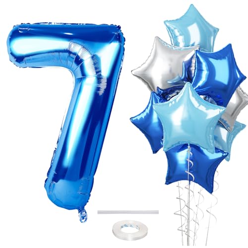 Luftballon 7. Geburtstag Deko für Jungen, 40 Zoll Helium Blau Dunkelblau Marineblau Zahlen 7 Ballon Silber Stern Geburtstagdeko, Mylar Hellblau 7 Zahl Luftballon für 7 Jare Geburtstag Party Dekoration Luftballon 7. Geburtstag Deko für Jungen, 40 Zoll Helium Blau Dunkelblau Marineblau Zahlen 7 Ballon Silber Stern Geburtstagdeko, Mylar Hellblau 7 Zahl Luftballon für 7 Jare Geburtstag Party Dekoration von Govpy