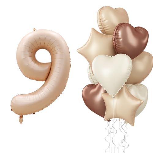 Luftballon 9. Geburtstag Zahl Deko, Nude Beige Folienballon 9 Kaffee Stern Ballon, Braun Aprikose Creme Helium Neutraler Herz Luftballons Geburtstagsdeko für Mädchen 9 Jare Geburtstag Party Dekoration Luftballon 9. Geburtstag Zahl Deko, Nude Beige Folienballon 9 Kaffee Stern Ballon, Braun Aprikose Creme Helium Neutraler Herz Luftballons Geburtstagsdeko für Mädchen 9 Jare Geburtstag Party Dekoration von Govpy