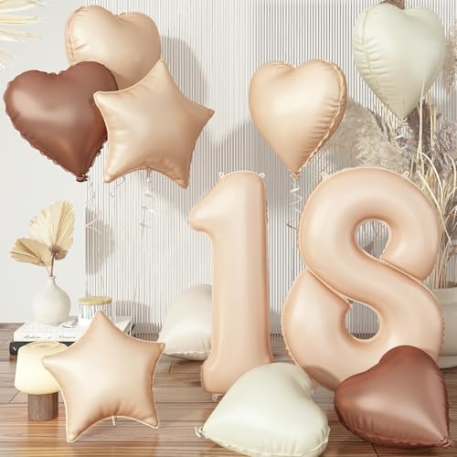 Luftballon Zahl 18 Nude, Creme Neutraler Folienballon 18 Stern Herz Luftballons Deko, Braun Beige Zahl 18 Ballons Aprikose Helium für Mädchen 18. Geburtstag Hochzeit Valentinstag Party Dekoration Luftballon Zahl 18 Nude, Creme Neutraler Folienballon 18 Stern Herz Luftballons Deko, Braun Beige Zahl 18 Ballons Aprikose Helium für Mädchen 18. Geburtstag Hochzeit Valentinstag Party Dekoration von Govpy