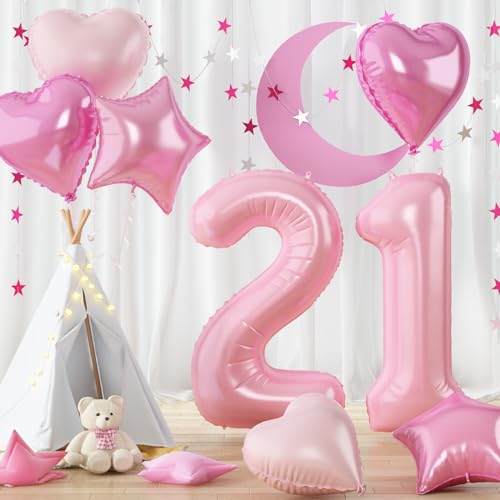 Luftballon Zahl 21 Rosa, 40'' Folienballon Zahlen 21 mit Herz Stern Hell Pink Ballon Geburtstagsdeko Ballon, Groß Helium Zahlenballon 21. Geburtstag für Frau 21 Geburtstag Hochzeit Jubiläum Party Deko Luftballon Zahl 21 Rosa, 40'' Folienballon Zahlen 21 mit Herz Stern Hell Pink Ballon Geburtstagsdeko Ballon, Groß Helium Zahlenballon 21. Geburtstag für Frau 21 Geburtstag Hochzeit Jubiläum Party Deko von Govpy