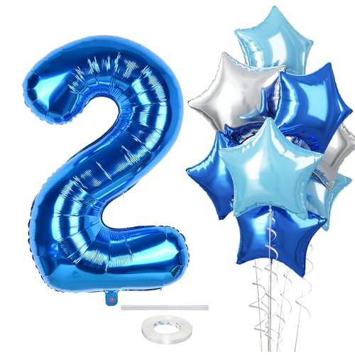 Luftballon Zahlen 2 Dunkelblau Geburtstagdeko, Riesen Blau Zahl 2 Ballon Deko, 40 Zoll Hellblau Silber Stern Zahl Folienballon für Jungen 2. Geburtstag Jubiläum Party Dekoration, Fliegt mit Helium Luftballon Zahlen 2 Dunkelblau Geburtstagdeko, Riesen Blau Zahl 2 Ballon Deko, 40 Zoll Hellblau Silber Stern Zahl Folienballon für Jungen 2. Geburtstag Jubiläum Party Dekoration, Fliegt mit Helium von Govpy