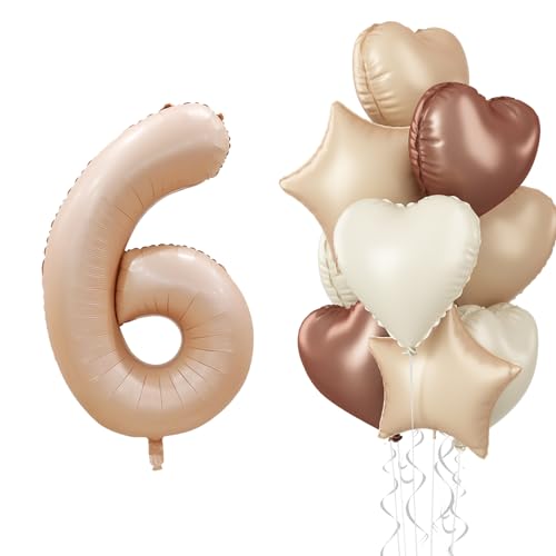 Luftballons 6 Beige, XXL Nude 6. Geburtstag Ballon Deko, Braun Cremeweiß Zahl 6 Ballon Kaffee Aprikose Stern Folienballon Neutraler Herz Luftballons für Frau Hochzeit Valentinstag Party Dekoration Luftballons 6 Beige, XXL Nude 6. Geburtstag Ballon Deko, Braun Cremeweiß Zahl 6 Ballon Kaffee Aprikose Stern Folienballon Neutraler Herz Luftballons für Frau Hochzeit Valentinstag Party Dekoration von Govpy
