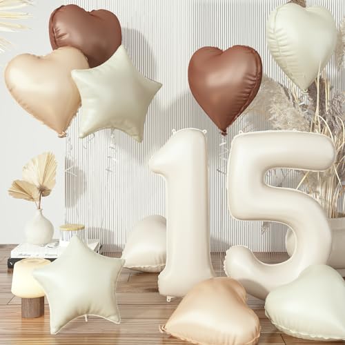 Luftballons Zahlen 15 Creme, Beige Braun Zahl 15 Ballon Aprikose Kaffee Herz Luftballon Hochzeit Deko, Nude Stern Ballon Neutraler Folienballon für Mädchen 15. Geburtstag Jubiläum Party Dekoration Luftballons Zahlen 15 Creme, Beige Braun Zahl 15 Ballon Aprikose Kaffee Herz Luftballon Hochzeit Deko, Nude Stern Ballon Neutraler Folienballon für Mädchen 15. Geburtstag Jubiläum Party Dekoration von Govpy