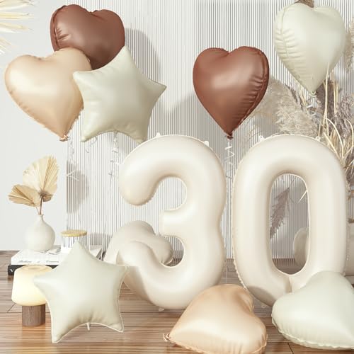 Luftballons Zahlen 30 Creme, Beige Braun Ballon Zahl 30 Geburtstagsdeko Aprikose Herz Luftballon Hochzeit Deko, Nude Stern Neutraler Folienballon für Frauen 30. Geburtstag Jubiläum Party Dekoration Luftballons Zahlen 30 Creme, Beige Braun Ballon Zahl 30 Geburtstagsdeko Aprikose Herz Luftballon Hochzeit Deko, Nude Stern Neutraler Folienballon für Frauen 30. Geburtstag Jubiläum Party Dekoration von Govpy