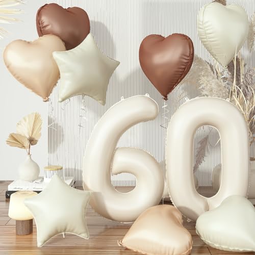 Luftballons Zahlen 60 Creme, Beige Braun Ballon Zahl 60 Geburtstagsdeko Aprikose Herz Luftballon Hochzeit Deko, Nude Stern Neutraler Folienballon für Frauen 60. Geburtstag Jubiläum Party Dekoration Luftballons Zahlen 60 Creme, Beige Braun Ballon Zahl 60 Geburtstagsdeko Aprikose Herz Luftballon Hochzeit Deko, Nude Stern Neutraler Folienballon für Frauen 60. Geburtstag Jubiläum Party Dekoration von Govpy