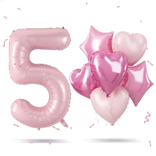 Rosa Luftballon 5. Geburtstag Deko, XXL Zahl 5 Luftballon für Mädchen 5 Geburtstagsdeko, 40'' Hell Pink Folienballon Zahlen 5 Ballon mit Herz Stern Helium Ballon für 5 Jahre Jubiläum Party Dekoration Rosa Luftballon 5. Geburtstag Deko, XXL Zahl 5 Luftballon für Mädchen 5 Geburtstagsdeko, 40'' Hell Pink Folienballon Zahlen 5 Ballon mit Herz Stern Helium Ballon für 5 Jahre Jubiläum Party Dekoration von Govpy