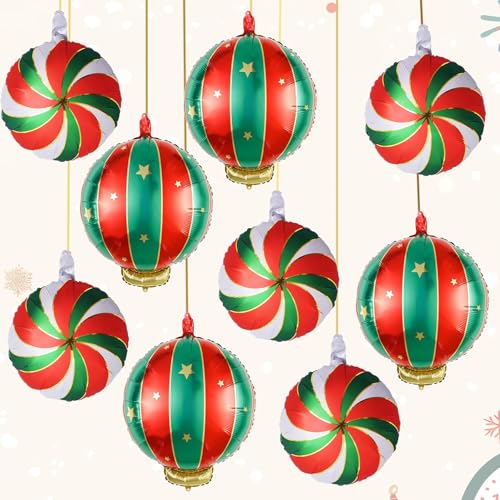 Weihnachten Folienballons Set, 9 Stück Groß Weihnachts Deko Süßigkeiten Hängende Weihnachtskugel Helium Ballons, Rot Grün Gold Weihnachtsdeko Bonbon Candy Luftballons für Christmas Party Dekoration Weihnachten Folienballons Set, 9 Stück Groß Weihnachts Deko Süßigkeiten Hängende Weihnachtskugel Helium Ballons, Rot Grün Gold Weihnachtsdeko Bonbon Candy Luftballons für Christmas Party Dekoration von Govpy