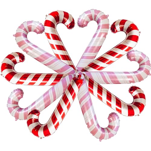 Weihnachts Zuckerstangen Ballons Set, 10 Stück Große Pastell Rosa Rot Zuckerstangen Weihnachten Deko Helium Folienballons, Weihnachtsdeko Candy Cane Luftballons für Kinder Christmas Party Dekoration Weihnachts Zuckerstangen Ballons Set, 10 Stück Große Pastell Rosa Rot Zuckerstangen Weihnachten Deko Helium Folienballons, Weihnachtsdeko Candy Cane Luftballons für Kinder Christmas Party Dekoration von Govpy