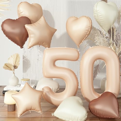 Zahlen Luftballon 50 Creme, Braun Nude Beige Apricot Stern Ballon Deko, Luftballons 50 Cremeweiß Aprikose Kaffee Herz Folienballon für Frau 50. Geburtstag Hochzeit Party Dekoration, Fliegt mit Helium Zahlen Luftballon 50 Creme, Braun Nude Beige Apricot Stern Ballon Deko, Luftballons 50 Cremeweiß Aprikose Kaffee Herz Folienballon für Frau 50. Geburtstag Hochzeit Party Dekoration, Fliegt mit Helium von Govpy