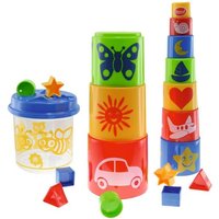 Steckbox Set Biene mit Stapelpyramide blau/gelb/transparent Ø14x16cm 20 Teile von Gowi GmbH