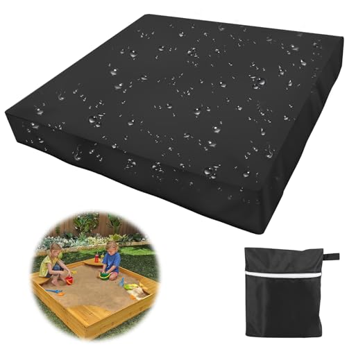Gowkeey Sandkasten Abdeckung 150x150cm, Abdeckung für Sandkasten, Schutzhülle, Schwarz, Garten von Gowkeey