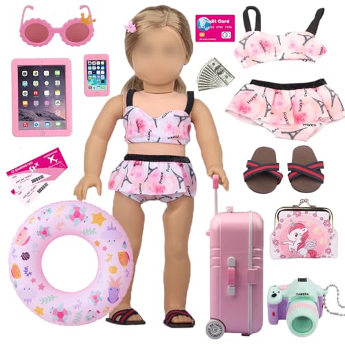 American 45,7 cm Puppenzubehör - inklusive Etui, Puppen-Badeanzug, Ring, Sonnenbrille, Kamera usw. Reisegepäck-Spielset für 45,7 cm große Puppen American 45,7 cm Puppenzubehör - inklusive Etui, Puppen-Badeanzug, Ring, Sonnenbrille, Kamera usw. Reisegepäck-Spielset für 45,7 cm große Puppen von Gpneery