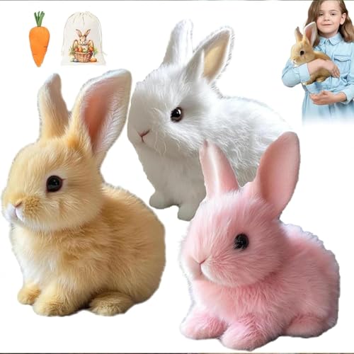 Gqiwub Petsboro Bunny Pal, Bunny Pal Hase, Pets Boro Bunny Pal, Sherum/Fanyil Bunny Pal, 2025 Interactive Toy Rabbit, Bunby - My Realistic Bunny Toy, Realistic Bunny Toys (Mix*3) von Gqiwub