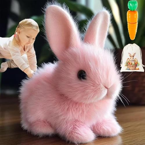 Gqiwub Petsboro Bunny Pal, Bunny Pal Hase, Pets Boro Bunny Pal, Sherum/Fanyil Bunny Pal, 2025 Interactive Toy Rabbit, Bunby - My Realistic Bunny Toy, Realistic Bunny Toys (Pink) von Gqiwub