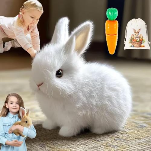 Gqiwub Petsboro Bunny Pal, Bunny Pal Hase, Pets Boro Bunny Pal, Sherum/Fanyil Bunny Pal, 2025 Interactive Toy Rabbit, Bunby - My Realistic Bunny Toy, Realistic Bunny Toys (White) von Gqiwub
