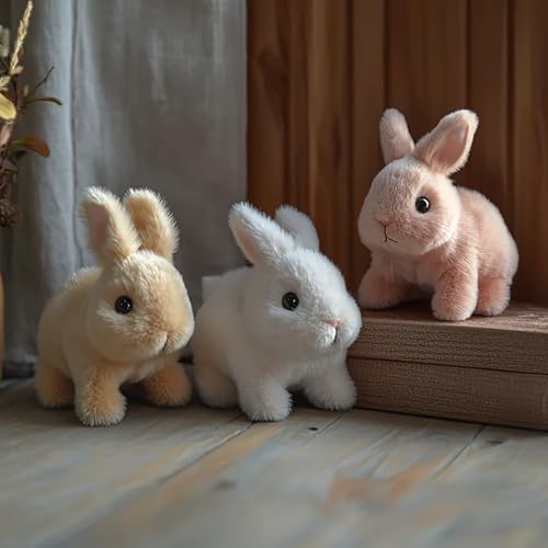Gqiwub Petsboro Bunny Pal, Bunny Pal Hase, Sherum Bunny Pal, Fanyil Bunnypal, Bunny Pal Mein Realistisches Kaninchen, My Interactive Realistic Bunny - Jumping, Twitching, and Shaking Ears (3 Stück) von Gqiwub