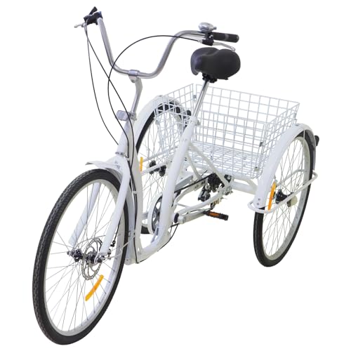 26 Zoll Dreirad für Erwachsene 6-Gang Höhenverstellbar, 3 Rad Fahrrad mit Einkaufskorb, Seniorenfahrrad für Erholung Einkaufen Picknicks Reisen 26 Zoll Dreirad für Erwachsene 6-Gang Höhenverstellbar, 3 Rad Fahrrad mit Einkaufskorb, Seniorenfahrrad für Erholung Einkaufen Picknicks Reisen von Gqouur