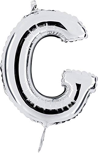 Grabo 14269S-P Mini-Ballon Buchstabe G Midiloon, 1 Packung, Länge 35,6 cm, Farbe: Silber, Einheitsgröße von Grabo