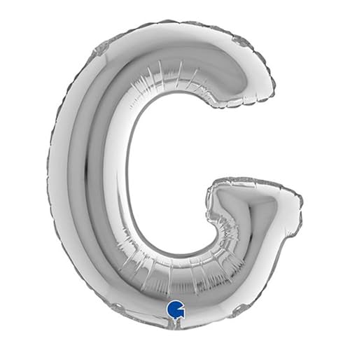 Grabo 14269S-P Mini-Ballon Buchstabe G Midiloon, 1 Packung, Länge 35,6 cm, Farbe: Silber, Einheitsgröße von Grabo