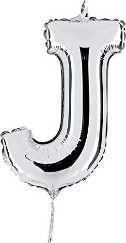 Grabo 14299S-P Mini-Ballon Buchstabe J Midiloon, 1 Packung, Länge 35,6 cm, Farbe: Silber, Einheitsgröße von Grabo