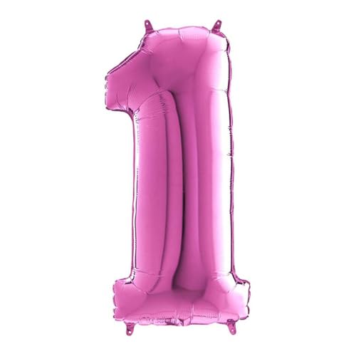Grabo Riesen Zahlen Folienballon 66 cm (26") Farbauswahl – Perfekte Deko für Geburtstage, Jubiläen & Feiern – Happy Birthday Party-Highlight - für Helium und Luft! Wiederverwendbar! (Fuchsia, 1) von Grabo