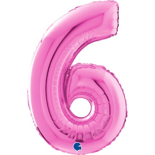 Grabo Riesen Zahlen Folienballon 66 cm (26") Farbauswahl – Perfekte Deko für Geburtstage, Jubiläen & Feiern – Happy Birthday Party-Highlight - für Helium und Luft! Wiederverwendbar! (Fuchsia, 6) von Grabo