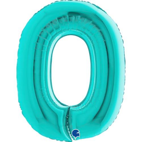 Grabo XXL Riesen Zahlen Folienballon 102 cm (40") Farbauswahl – Perfekte Deko für Geburtstage, Jubiläen & Feiern – Happy Birthday - für Helium und Luft! Wiederverwendbar! (Tiffany Türkis, 0) von Grabo