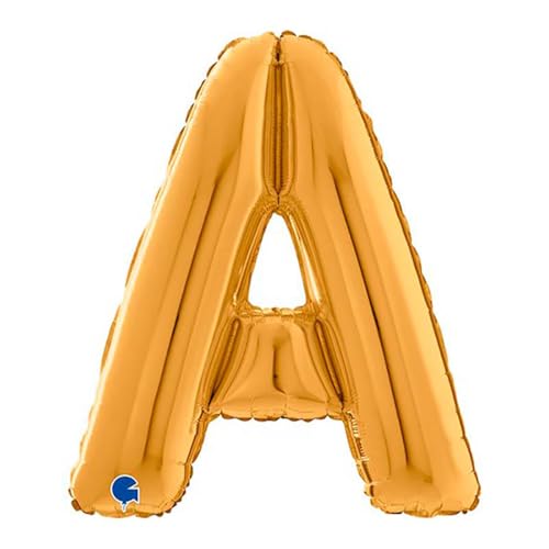 Riesen Buchstabe Folienballon 66 cm (26") Farbauswahl – Perfekte Deko für Geburtstage, Jubiläen & Feiern – Happy Birthday Party-Highlight - für Helium und Luft! Wiederverwendbar! (Gold, A) von Grabo