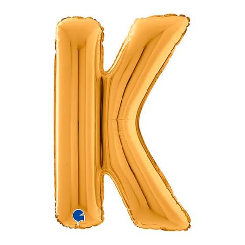 Riesen Buchstabe Folienballon 66 cm (26") Farbauswahl – Perfekte Deko für Geburtstage, Jubiläen & Feiern – Happy Birthday Party-Highlight - für Helium und Luft! Wiederverwendbar! (Gold, K) von Grabo