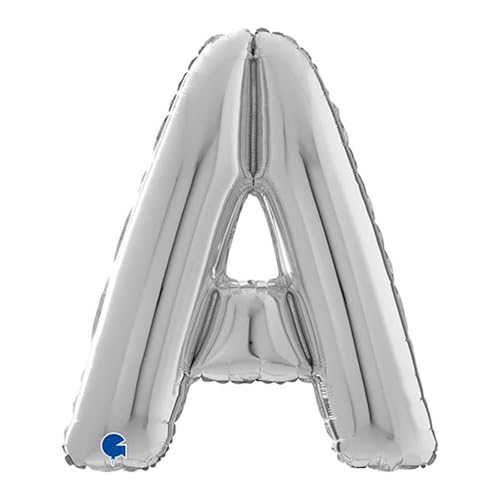 Riesen Buchstabe Folienballon 66 cm (26") Farbauswahl – Perfekte Deko für Geburtstage, Jubiläen & Feiern – Happy Birthday Party-Highlight - für Helium und Luft! Wiederverwendbar! (Silber, A) von Grabo