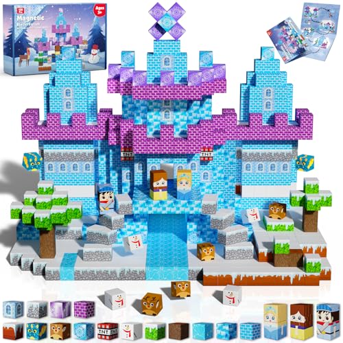 GraceDuck Magnetische Bausteine, 150 Stück bauen die Frostkönigin Schloss, Montessori Magnetspielzeug für Kinder, Ostern Geschenke für Kinder ab 3 Jahren Jungen und Mädchen,STEM sensorisches Spielzeug von GraceDuck