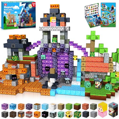 GraceDuck Magnetische Bausteine 150 Teile Magnetic Blocks Bauen Dark Forest Hell Castle Magnetspielzeug für Geschenke ab 3 4 5 6 7 8 9 Jahren Jungen und Mädchen Montessori kreative Kinderspielzeug von GraceDuck