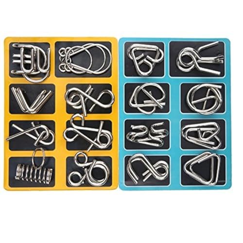 Knobelspiele 16 Stück Metall Knobelei 3D Brainteaser Puzzle Metallpuzzle Geschenke für Kinder Teenager & Erwachsene von Graceever