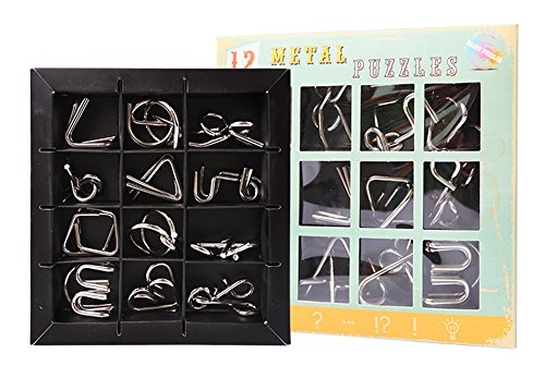 Gracelaza 12 Stück Entwirrung Puzzles Geduldspiele Set - Knobelspiele Kit - Magisches Spielzeug - Denksportaufgaben Metallpuzzle - Ideal Spielzeug und Geschenk für Junge und Mädchen von Gracelaza