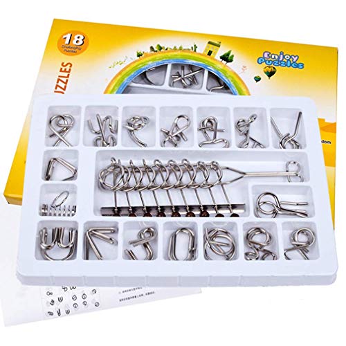 Gracelaza 18 Stück Entwirrung Puzzles Geduldspiele Set - Knobelspiele Kit - Magisches Spielzeug - Denksportaufgaben Metallpuzzle - Ideal Spielzeug und Geschenk für Junge und Mädchen von Gracelaza