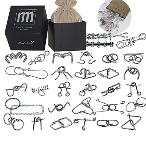 Gracelaza 30 Stück Entwirrung Puzzles Geduldspiele Set - Knobelspiele Kit - Magisches Spielzeug - Denksportaufgaben Metallpuzzle - Ideal Spielzeug und Geschenk für Junge und Mädchen Gracelaza 30 Stück Entwirrung Puzzles Geduldspiele Set - Knobelspiele Kit - Magisches Spielzeug - Denksportaufgaben Metallpuzzle - Ideal Spielzeug und Geschenk für Junge und Mädchen von Gracelaza