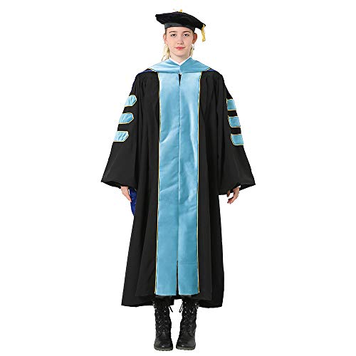 GraduatePro Doktorkleid mit Tam Mützen-Set, Himmelblaues Kleid + schwarzes Tam, Size 48(159-165cm) von GraduatePro